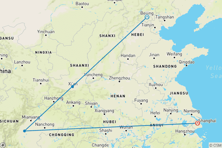 Mapa de 11 días de Panda en China