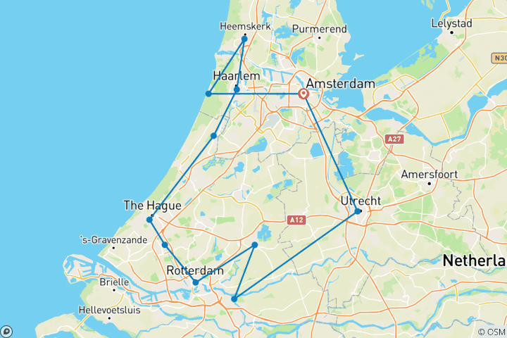 Carte du circuit Les hauts lieux de la Hollande à vélo