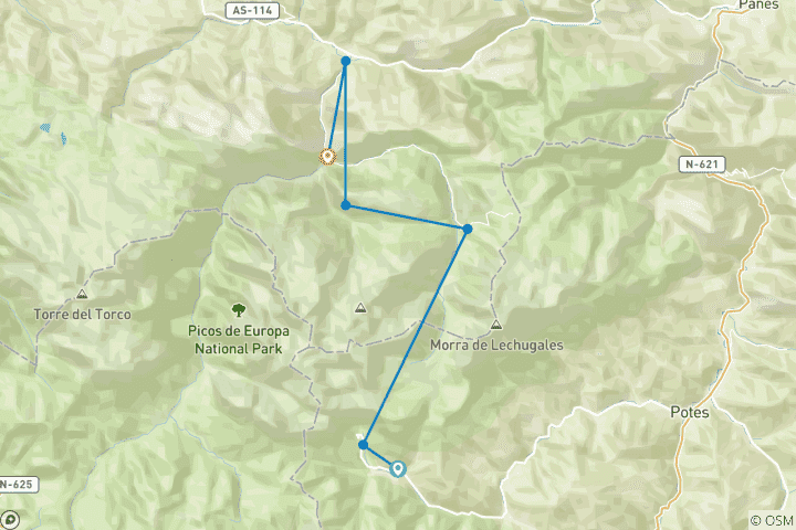 Mapa de Picos de Europa autoguiados