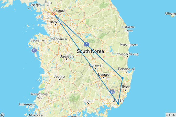 Map of South Korea Family Holiday