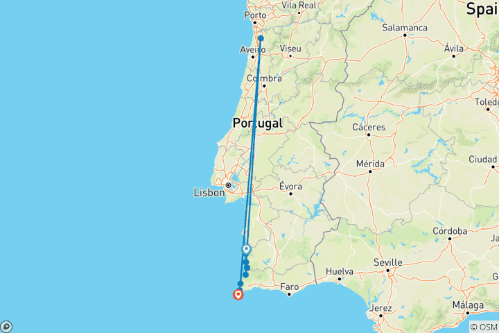 Carte du circuit Rota Vicentina