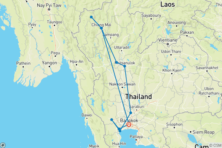 Carte du circuit Plongez dans le Nord de la Thaïlande