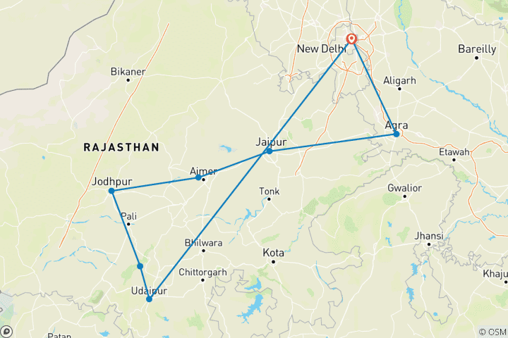 Map of The Essence of Rajasthan (Tailor Made Private)