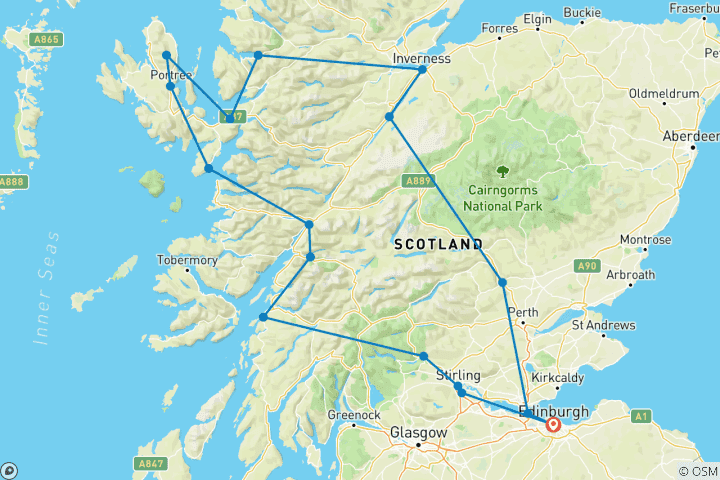 Map of 5 Day Skye & Highland Fling