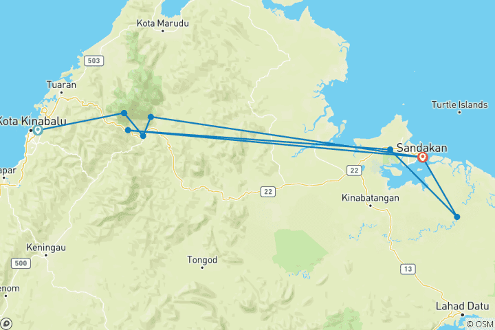 Carte du circuit Bornéo sauvage - Kota Kinabalu
