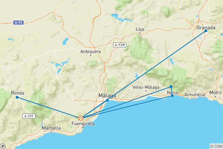 Carte du circuit Trésors d'Andalousie