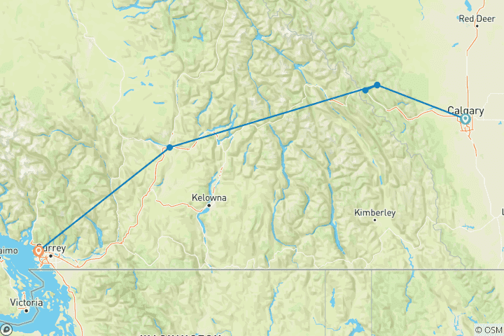 Carte du circuit Le Canada et les Montagnes Rocheuses