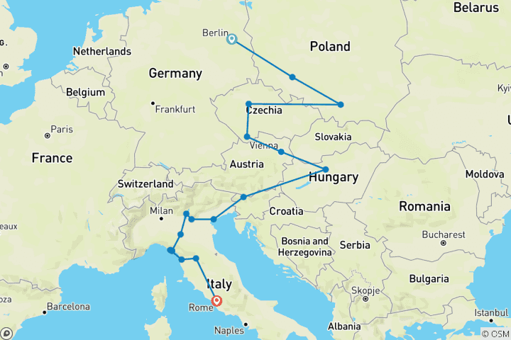 Carte du circuit L'Europe épique : Centre et Italie