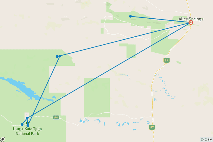 Map of Red Centre & Uluru Explorer