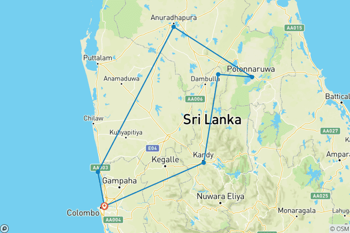 Map of Sri Lanka Ancient Culture Expedition (Private Tailored)