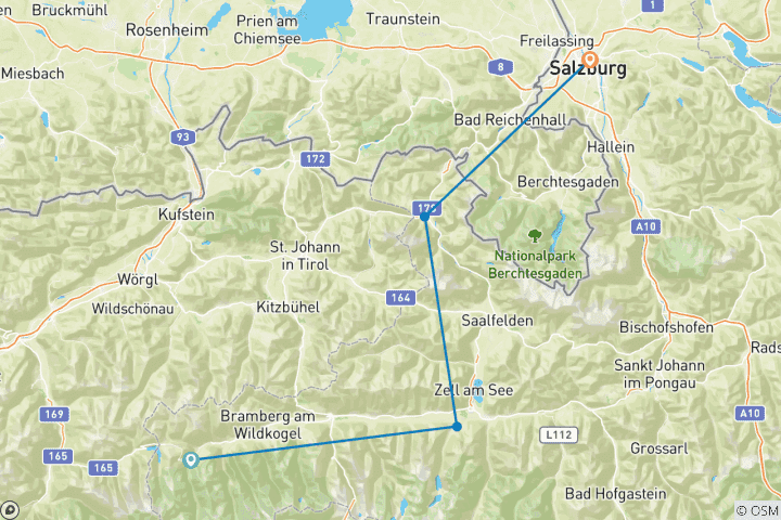 Carte du circuit Piste cyclable du Tauern Krimml - Salzbourg 5/4