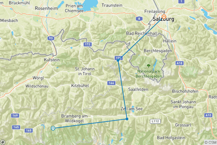 Karte von Tauern-Radweg, Krimml – Salzburg 5/4