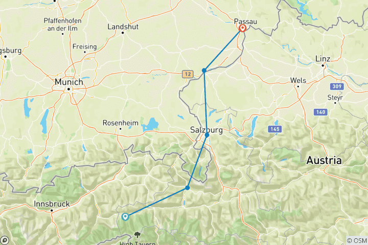 Map of Tauern Cycle Route Sporty