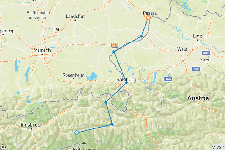 Carte du circuit Piste cyclable de charme du Tauern 8/7