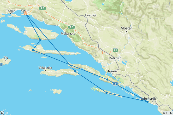 Carte du circuit Crème de la Croatie Deluxe Supérieur - 8 jours