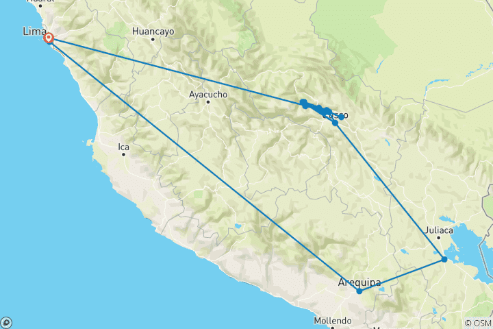 Map of Classic Peru - 14 Days