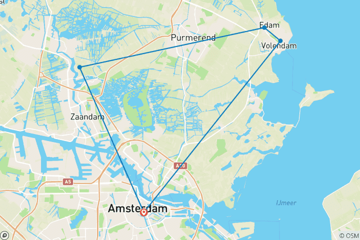 Carte du circuit Voyage privé sur mesure aux Pays- Bas avec départ quotidien