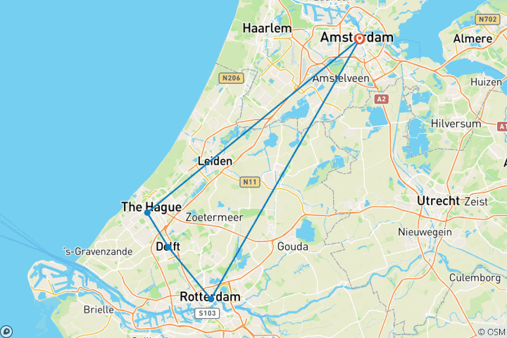 Map of Customized Netherlands Family Holiday, Daily Depart & Private Guide