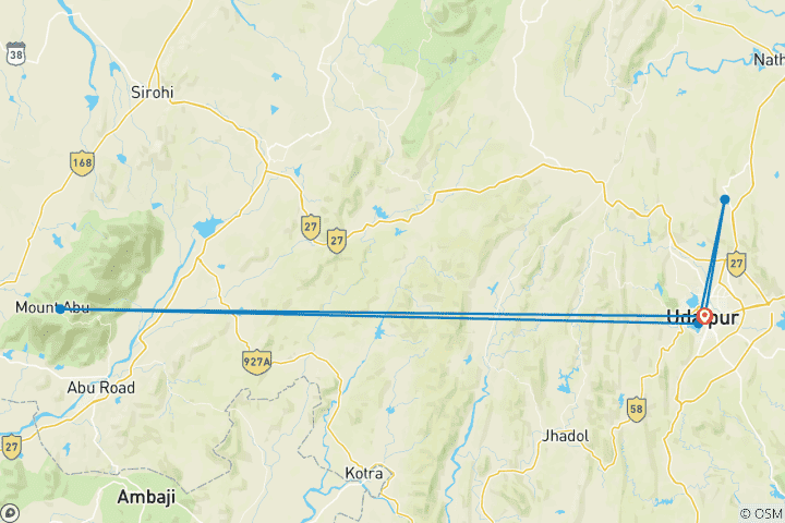 Kaart van Udaipur Mount Abu Rondreis door Arrangement