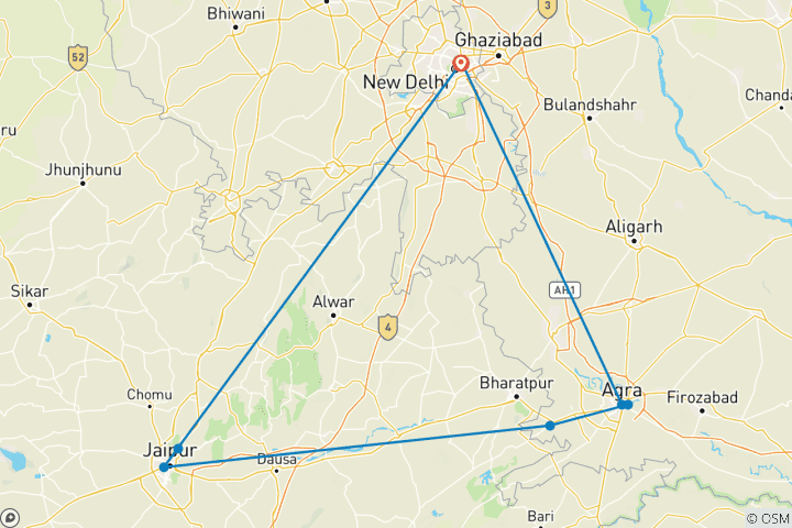 Carte du circuit Holi Festival India Tour 2026