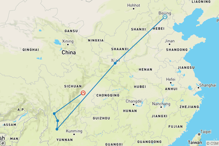 Map of China Exploration: From Ancient Capitals to Shangri-La  (Private Custom)