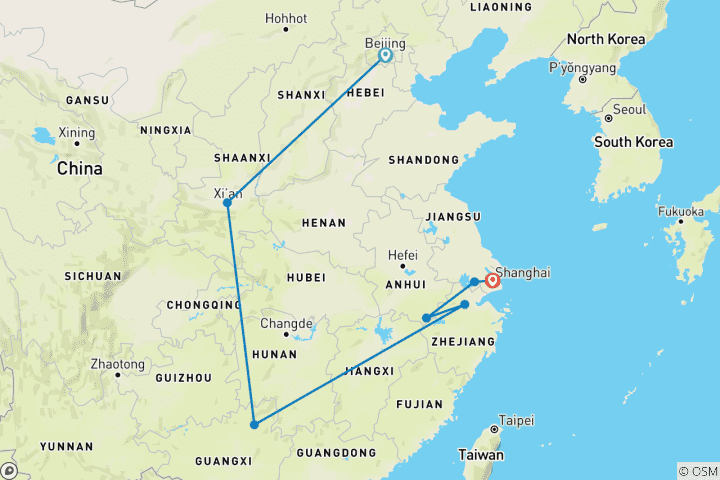 Carte du circuit Chine : l'automne en couleurs (sur mesure)