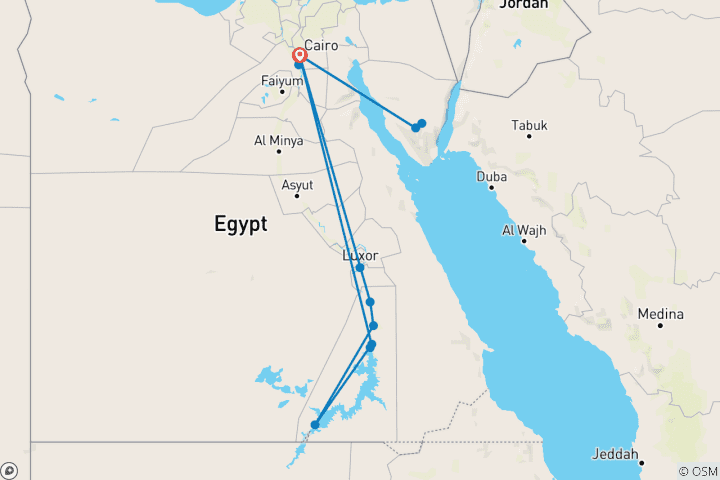 Karte von Ägypten mit Kairo, Nilkreuzfahrt & Berg Sinai (inkl. Flüge)