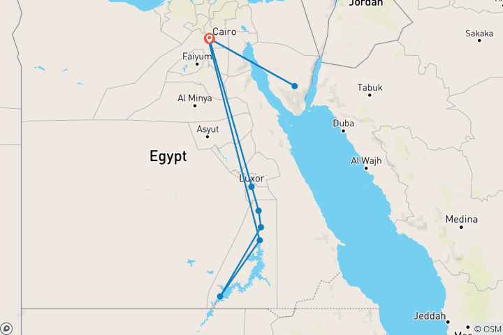 Map of GLORY OF  EGYPT( cairo/ Nile cruise/Mount Sinai) including flights