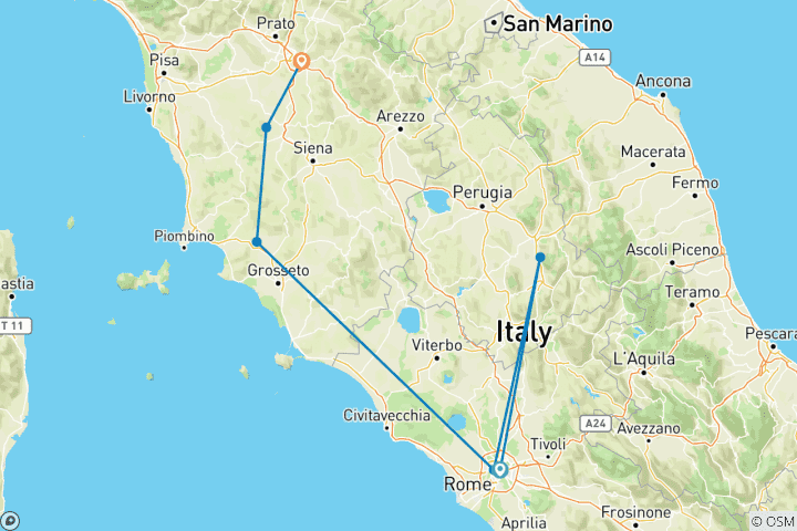 Mapa de Estancia independiente en Roma y Florencia