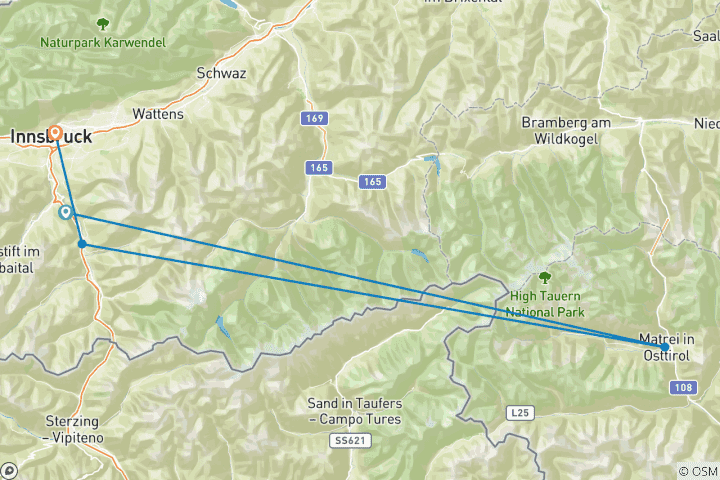 Kaart van Klettersteigen in Tirol - Stubai, Wipptal en Gschnitztal (5 dagen)
