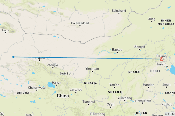 Karte von Dunhuang: Mogao-Höhlen ab Peking mit dem Flugzeug Privatreise - 3 Tage
