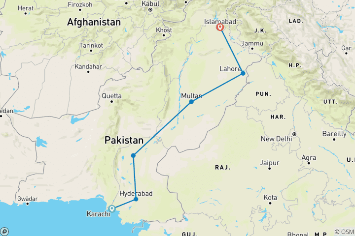 Map of UNESCO World Heritage Sites in Pakistan Tour