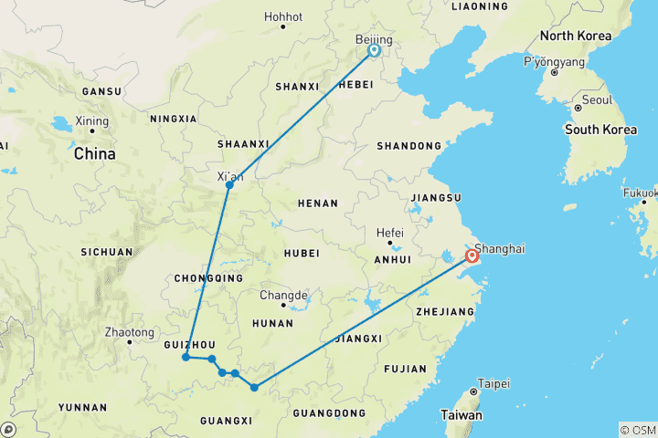 Carte du circuit Circuit en Chine avec la minorité Guizhou (sur mesure)