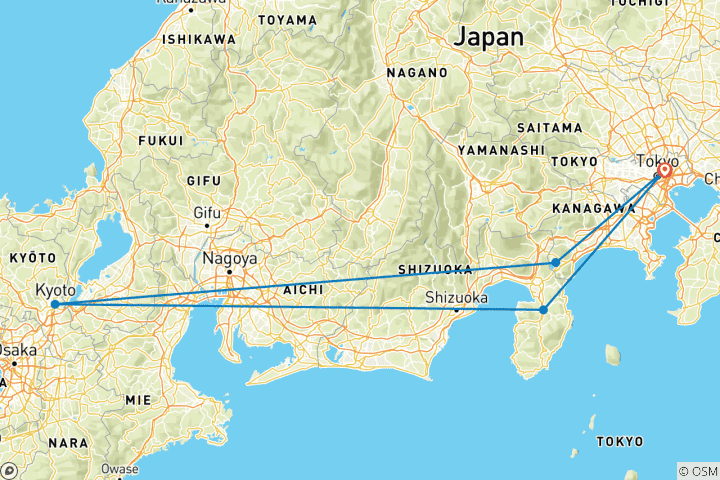 Map of Ultimate Japan Honeymoon (Private Tailored)