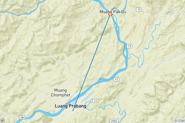 Mapa de 04 Días Laos Luang Prabang Actividades y Puntos Destacados