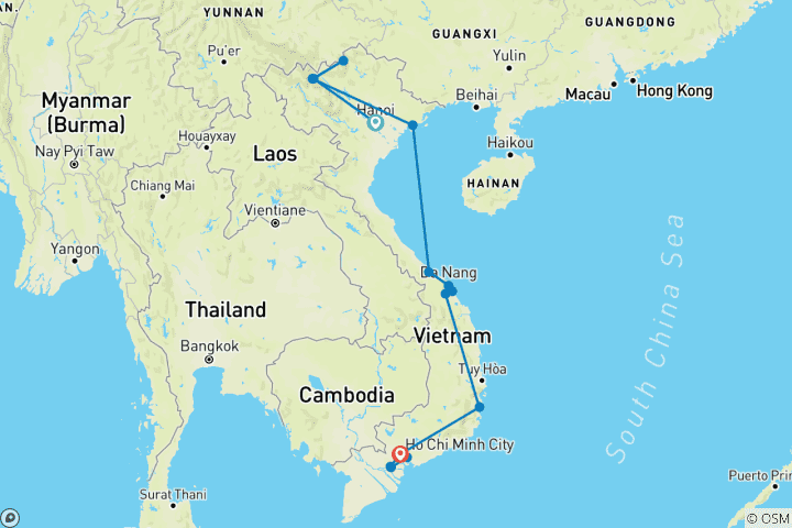 Map of 17-Day Explore Vietnam's Wonders