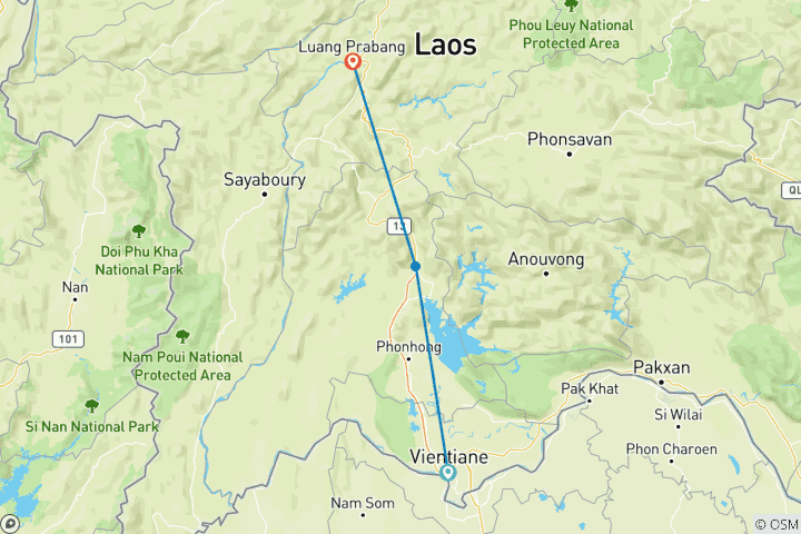 Map of 6-Days Laos Magical Valley