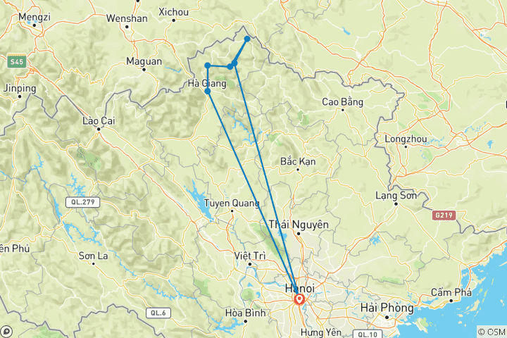 Map of 4-Days Ha Giang Loops Motobike