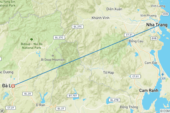 Carte du circuit Cicuits de 6 jours à Nha Trang et Dalat