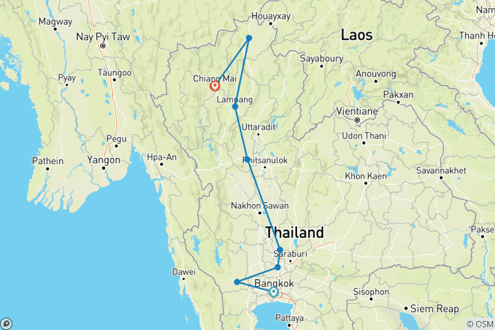 Carte du circuit Les incontournables de la Thaïlande - Toutes les activités - 10 jours