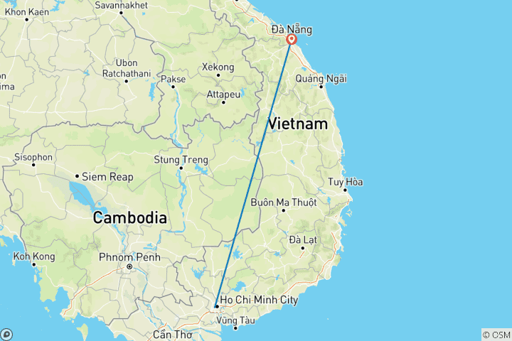 Map of 9 Days 4 Rounds Golf in Ho Chi Minh City & Danang