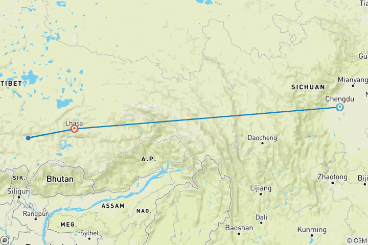 Map of China Tour: Chengdu & Tibetan Gems (Fixed Dates Small Group 4-16Pax)