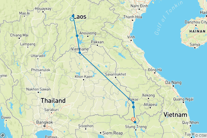 Map of 10 Days Laos Treasure