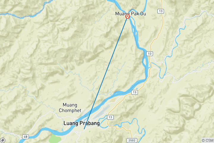 Map of 3-Day Luang Prabang Essence: Culture, Cave, Waterfall, Activities