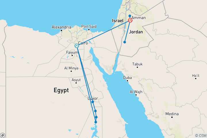 Carte du circuit Voyage en Égypte et en Jordanie (sur mesure)