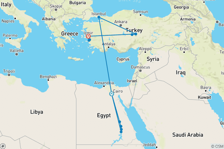 Carte du circuit Égypte et Turquie (privé sur mesure)