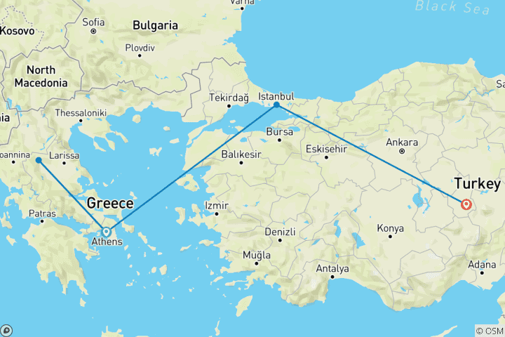 Karte von Das Beste aus Griechenland und der Türkei Privatreise