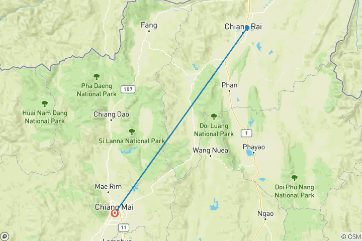 Carte du circuit Le nord de la Thaïlande : Culture, communautés et éléphants (privé sur mesure)