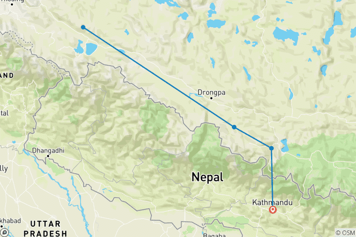 Map of Mount Kailash Tour- Drive In Drive Out