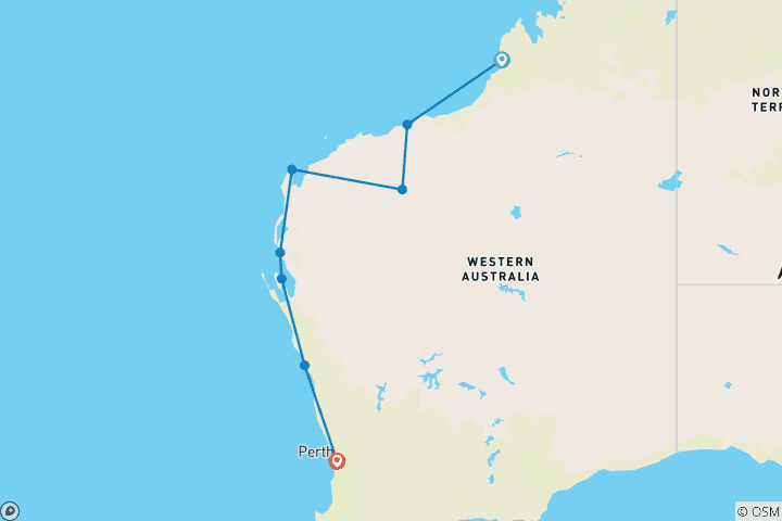 Carte du circuit Le Pilbara sauvage et la côte ouest (2025/2026, 13 jours)